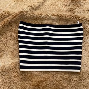Babaton navy blue white stripe tube top size xs